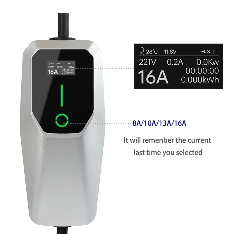 Chargeur de voiture électrique 7,2 kW 32A 1 phase Type 2 Câble Véhicule électrique Prise bleue 4 mètres 10 mètres Étanche Charge rapide