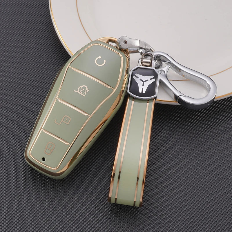 Étui pour clé de voiture en TPU à 4 boutons, housse de protection pour télécommande BYD Atto 3 Han EV Dolphin, accessoires automobiles