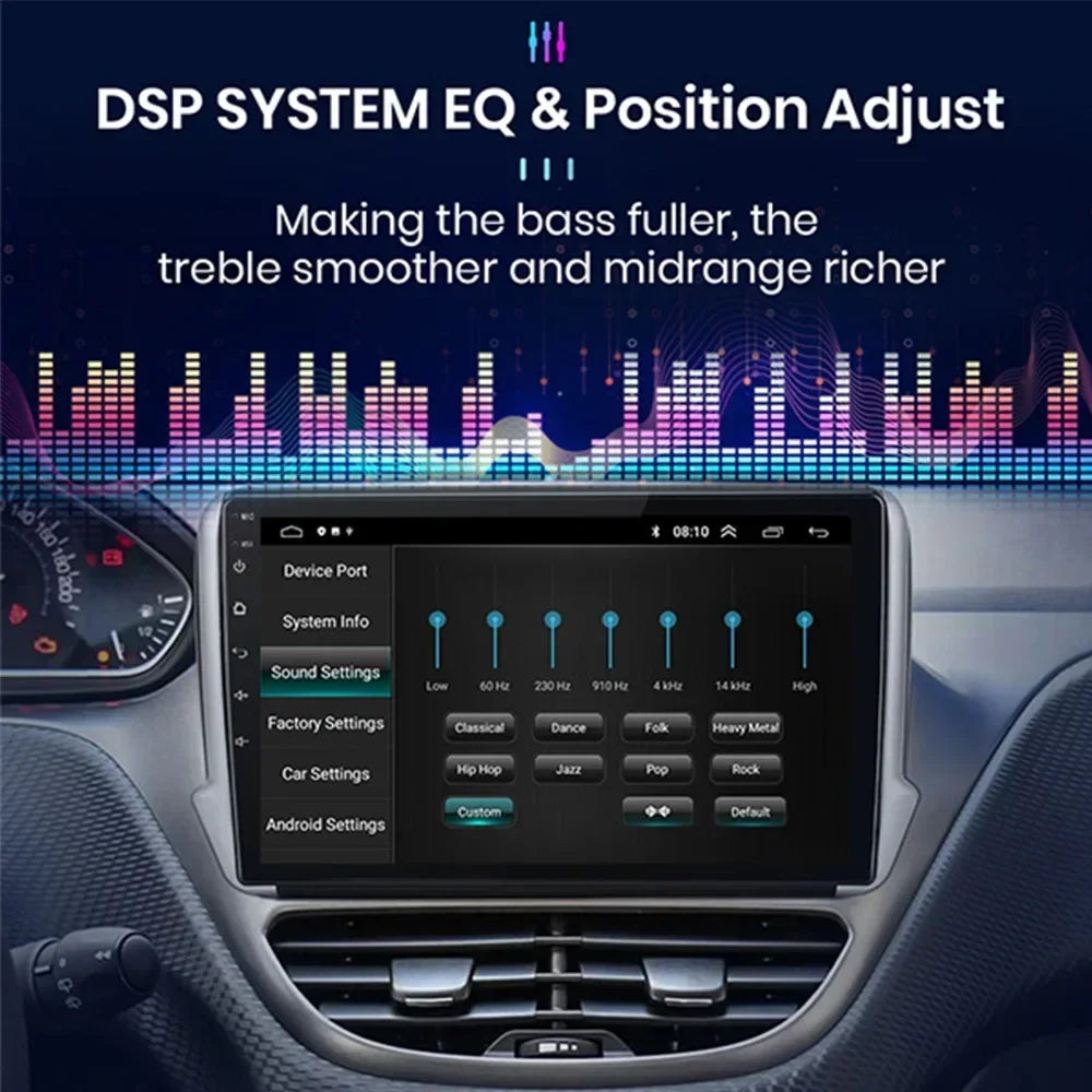 Autoradio multimédia Android 16 pour Peugeot 2008 208 Série 2012-2018 Lecteur Navigation GPS CarPlay sans fil Radio DVD Unité principale
