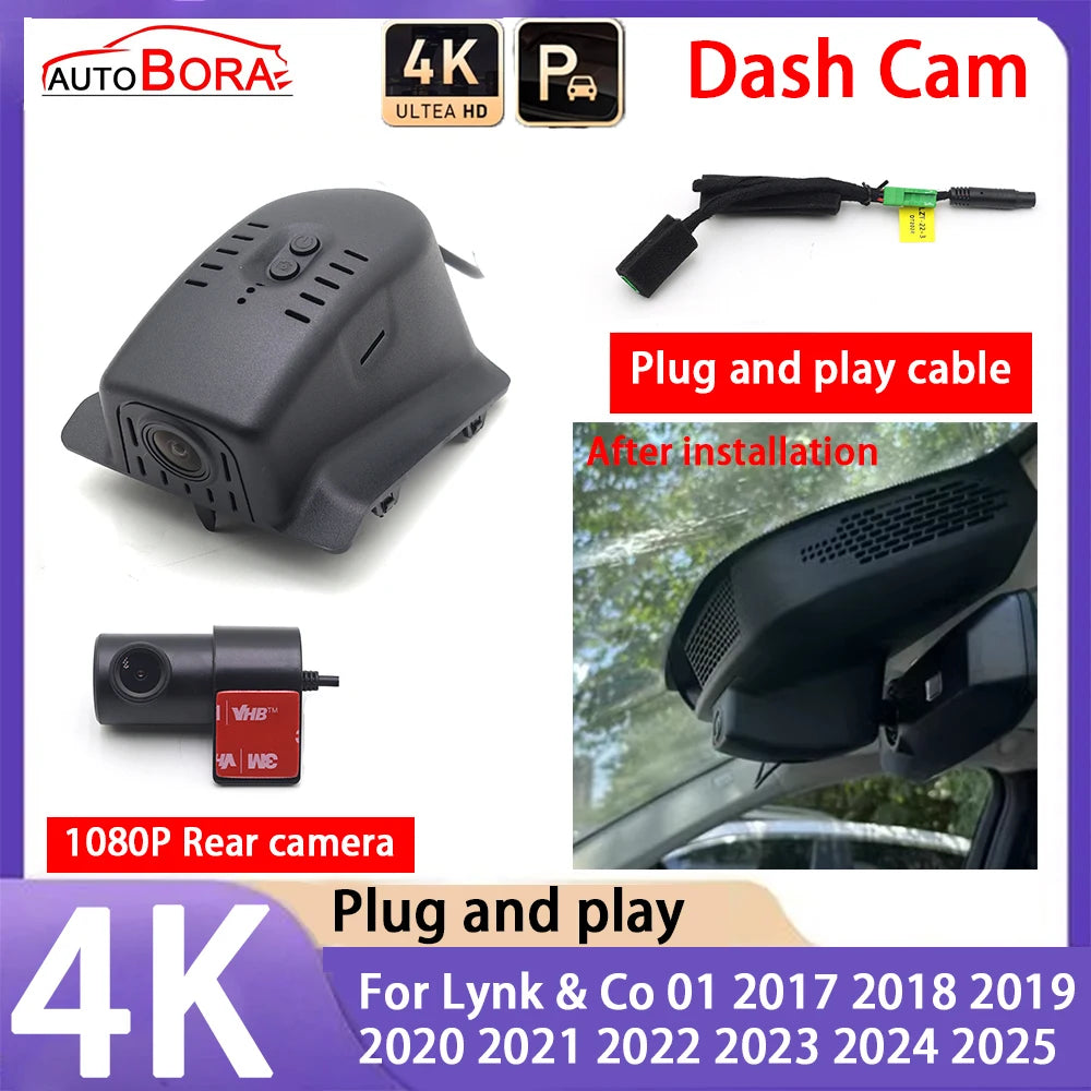 AutoBora-Caméra de tableau de bord UHD Plug and Play, 4K, 2160P, Vision nocturne, Lynk & Co 01, 2017, 2018, 2019, 2020, 2021, 2022, 2023, 2024, 2025