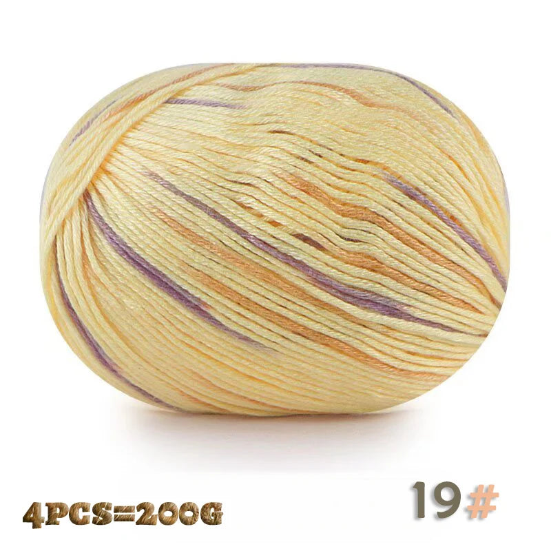200 g 6 brins de boules de fil doux tricotées faites à la main d'épaisseur moyenne pour la fabrication de pulls, chapeaux, foulards, gants, chaussures en fil, boules de fil doux, 1 pièce = 4 boules = 200 grammes