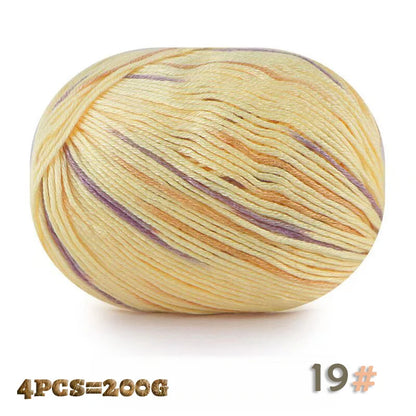 200 g 6 brins de boules de fil doux tricotées faites à la main d'épaisseur moyenne pour la fabrication de pulls, chapeaux, foulards, gants, chaussures en fil, boules de fil doux, 1 pièce = 4 boules = 200 grammes
