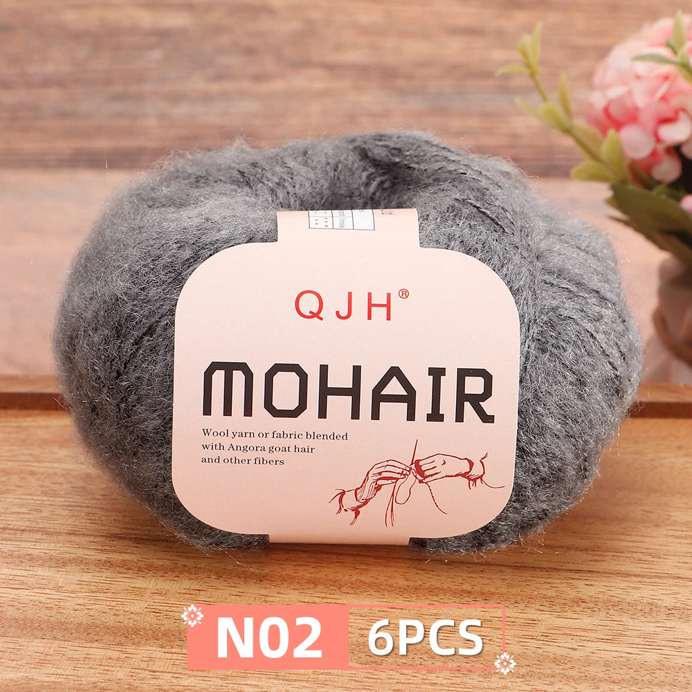 Fil Mohair doux et chaud, 6 paquets/150g, chaussettes de pull en tricot faites à la main, fil d'écharpe châle au Crochet, 60% Mohair, 40% acrylique