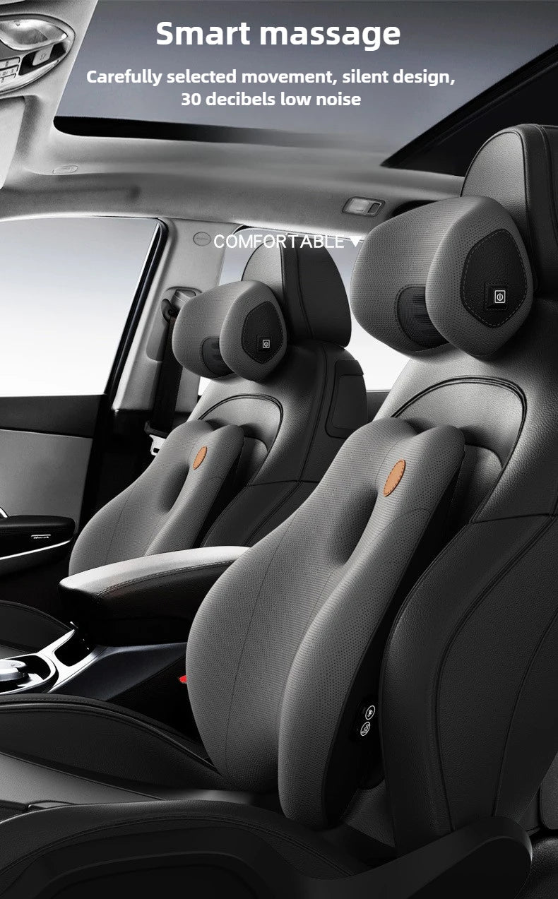 Car Electric Massage Headrest Lumbar Support Vibration Waist Lumbar Neck Pillow Backrest Cushion Car Seat Interior Accessories