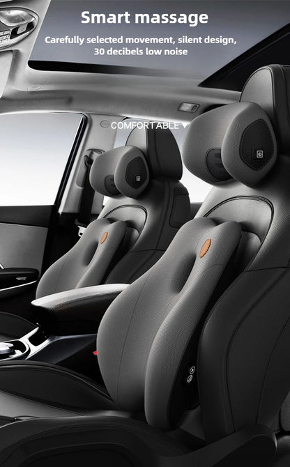 Car Electric Massage Headrest Lumbar Support Vibration Waist Lumbar Neck Pillow Backrest Cushion Car Seat Interior Accessories