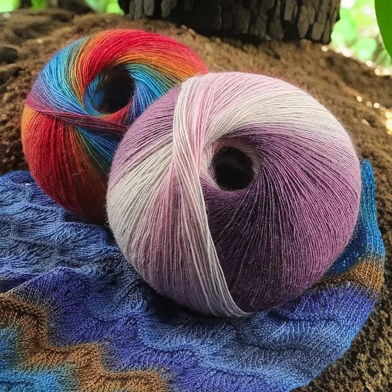 Fil de laine arc-en-ciel 200 g/ensemble, pour tricoter, châles, écharpes, pulls, vestes, chapeaux, bricolage, fil de teinture à Segment doux et confortable