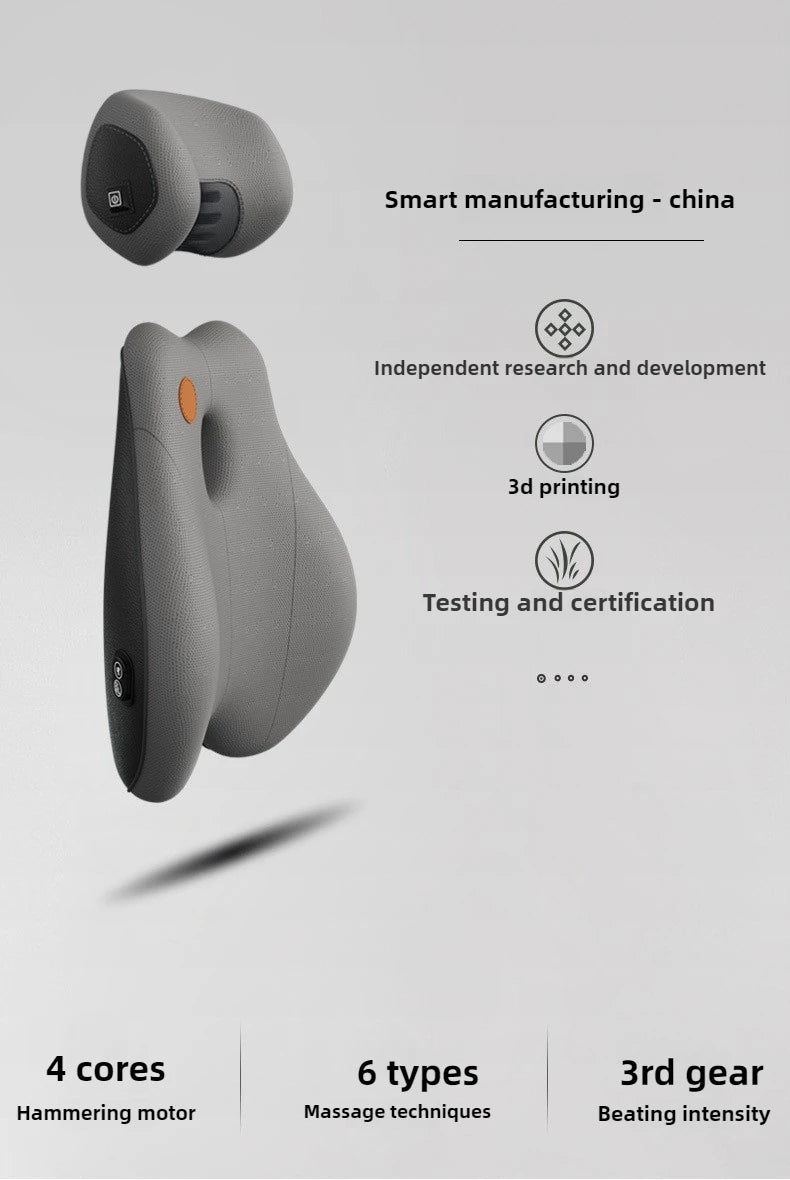 Car Electric Massage Headrest Lumbar Support Vibration Waist Lumbar Neck Pillow Backrest Cushion Car Seat Interior Accessories