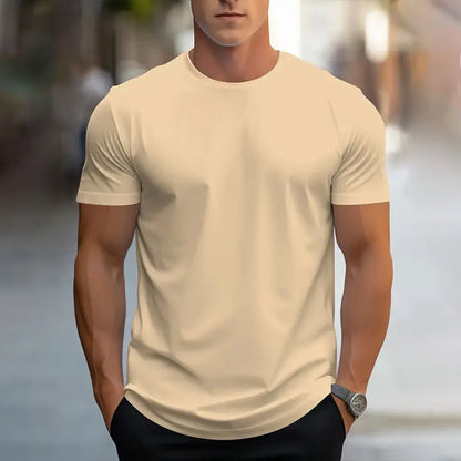 2024 Nouveau Col Rond À Manches Courtes T-Shirt Classique Mode Solide Couleur Sport Respirant À Manches Courtes D'été Respirant Gym Top