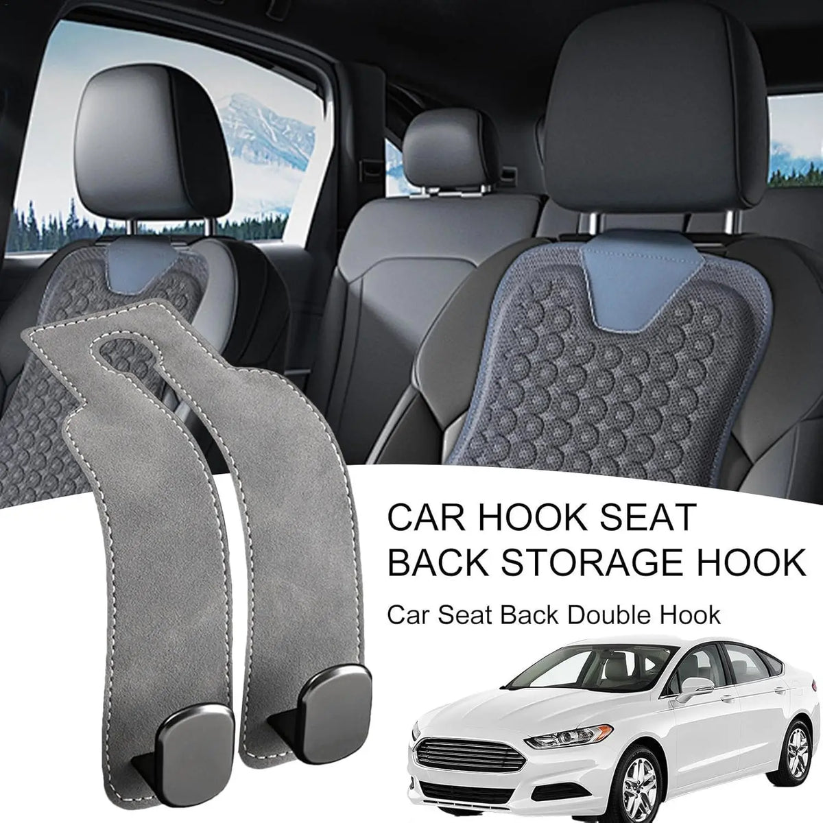 Crochet en cuir pour rangement intérieur de véhicule, 2 pièces, support de téléphone intérieur de voiture, appui-tête de véhicule, cintre de sac pour un rangement pratique de voyage