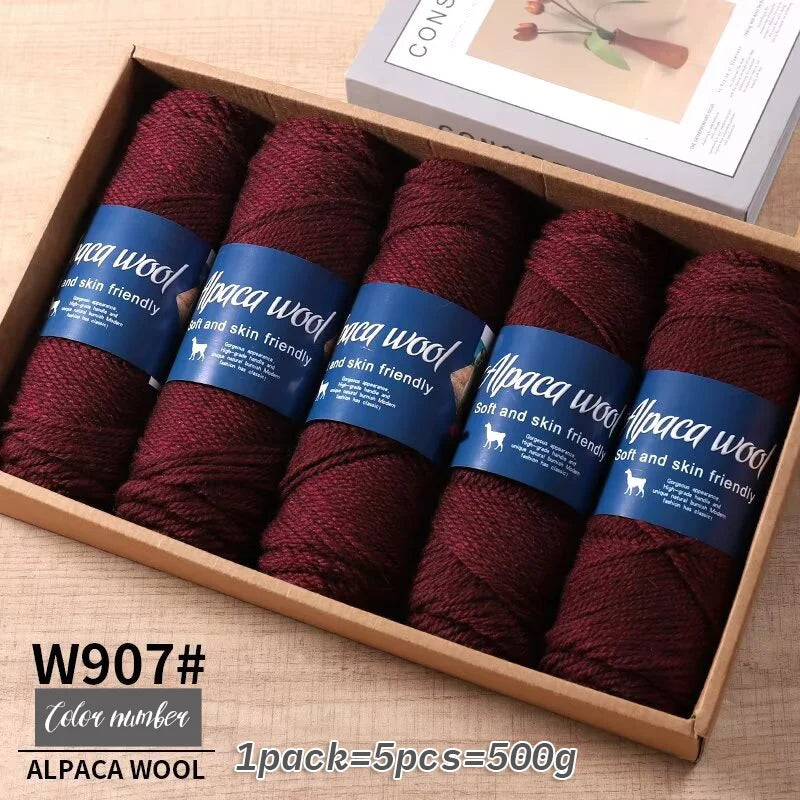 Fil de laine d'alpaga 500g, fil grossier, tissé à la main pour fabriquer des pulls chauds et à la mode, coupe-vent, vestes, foulards, chapeaux, fils