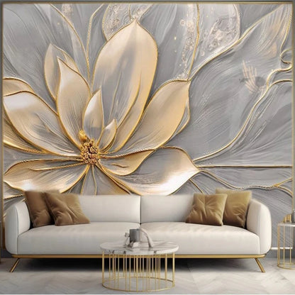 Papier peint photo personnalisé de grande taille, fleurs en relief 3D, papier peint mural, salon, toile de fond de canapé, peinture d'art moderne, décoration d'intérieur