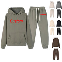 LOGO personnalisé bricolage marque ensembles à capuche Type de mode 2 pièces costume épais polaire Jogging surdimensionné survêtement à capuche + pantalon Streetwear