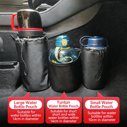 Support de bouteille d'eau universel pour console centrale avec poche de rangement, sangle réglable, organisateur intérieur de voiture