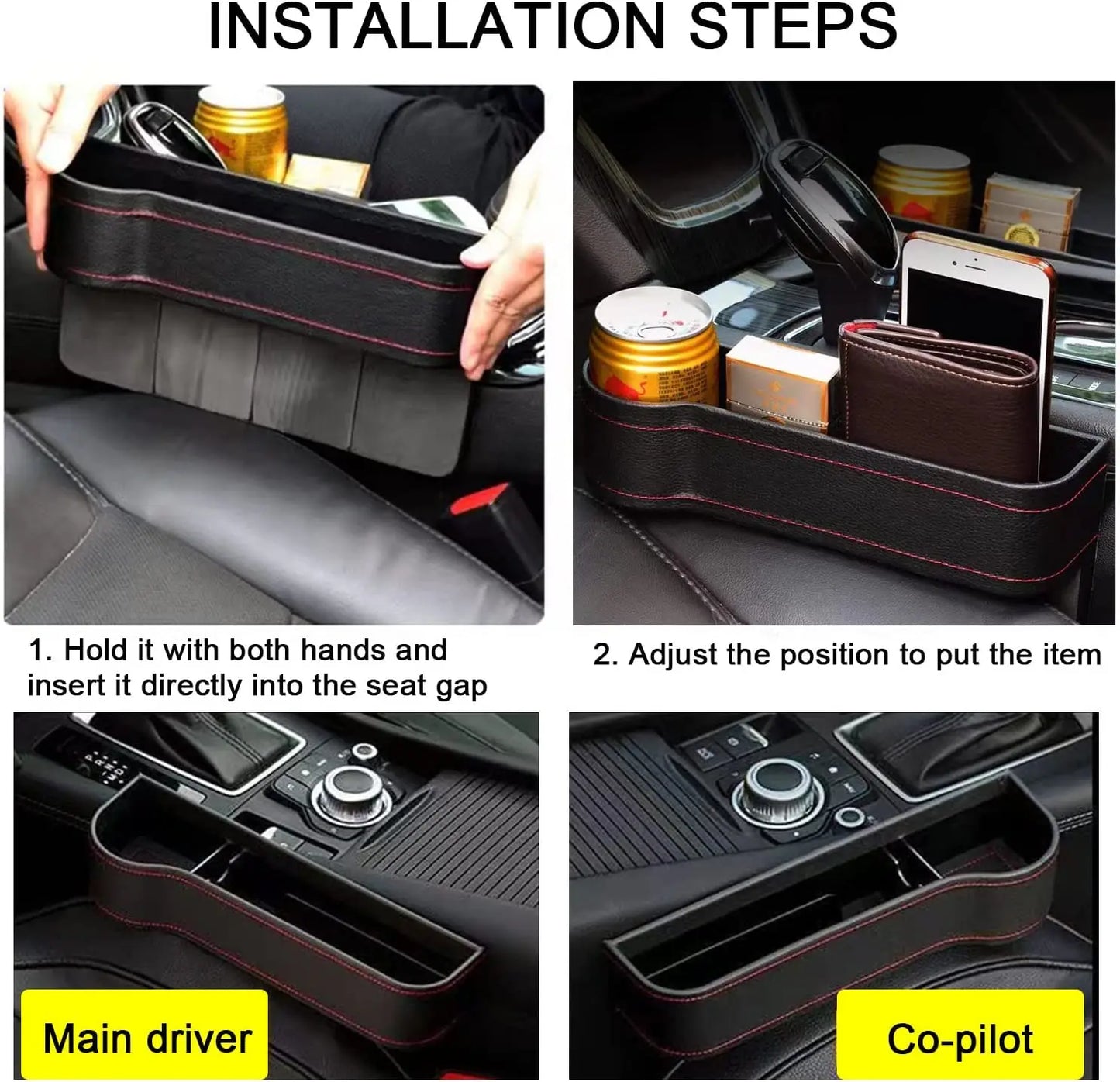 Gestionnaire multifonctionnel de remplissage d'écart de siège de voiture, cuir, boîte de rangement, accessoires automobiles