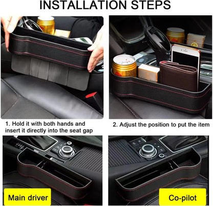 Gestionnaire multifonctionnel de remplissage d'écart de siège de voiture, cuir, boîte de rangement, accessoires automobiles