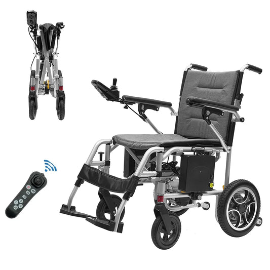 Fauteuil roulant électrique portatif de voyage handicapé de fauteuil roulant à distance pliant léger ultra léger en aluminium