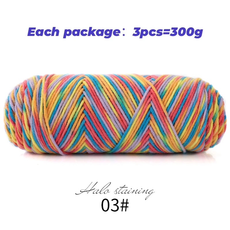 Pull auto-tissé en coton au lait teint à 5 brins, écharpe, couverture moyenne épaisse, fil au Crochet tissé fait à la main, 300g