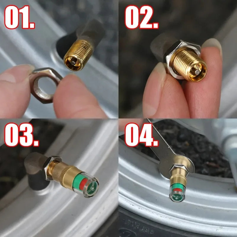 Indicateur de pression de voiture, couvercle de assujetanti-poussière, version antivol, noyau de cuivre complet, moniteur de bouchon d'iode basse pression