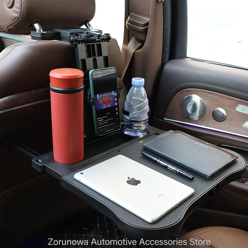 Plateau de voyage multifonctionnel haut de gamme pour voiture, pliable, avec porte-gobelet, adaptable à la plupart des voitures, idéal pour les voyages en voiture