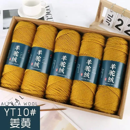Fil de laine d'alpaga et cachemire, 500 g/ensemble, pour vêtements au Crochet, chapeaux, gants, moyennement épais, 3 plis, fil de laine tricoté à la main de haute qualité, gonflé