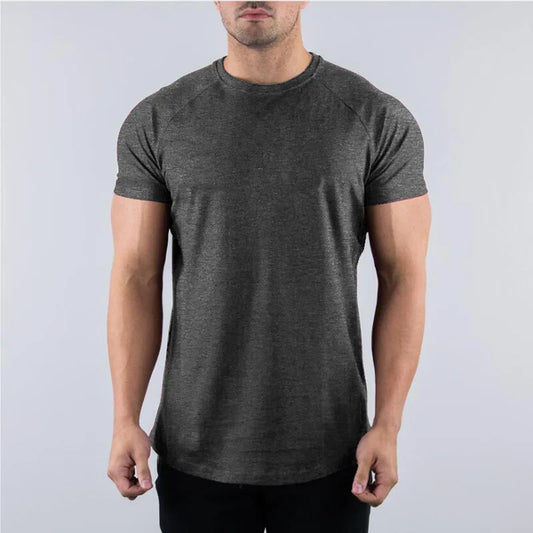 Hommes été maigre T-Shirt style décontracté à manches courtes t-shirt mâle gymnase Fitness Sport couverture en coton homme course entraînements sweat vêtements