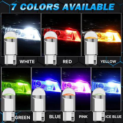 10 pièces nouveau W5W LED Canbus T10 lumières de voiture pièces intérieures en verre ampoules blanc rouge bleu Auto plaque d'immatriculation lampe dôme feux de lecture 6000K