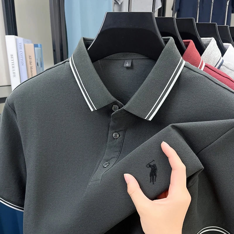 Marque de mode 100% coton été nouvel article polo brodé poney original pour hommes haut à manches courtes confortable et respirant