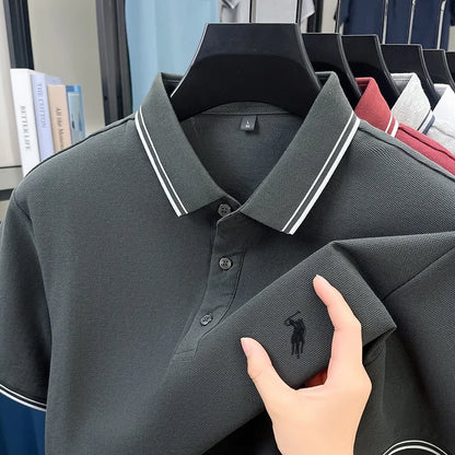Marque de mode 100% coton été nouvel article polo brodé poney original pour hommes haut à manches courtes confortable et respirant