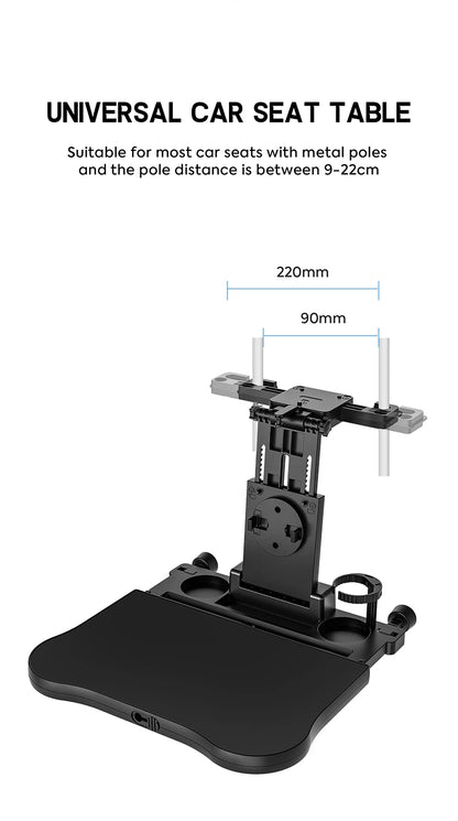 Plateau de voyage multifonctionnel haut de gamme pour voiture, pliable, avec porte-gobelet, adaptable à la plupart des voitures, idéal pour les voyages en voiture