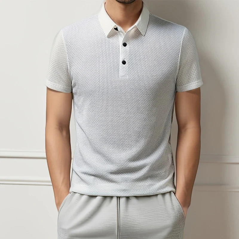 2025 hommes d'affaires décontracté à manches courtes fleur d'os couleur unie POLO mode respirant confortable été polyvalent haut