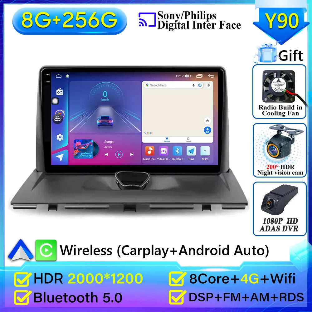 Autoradio Carplay pour KIT Rods 2 G9, Cristaux en Jumpy, Fiat Scudo, Toyota Proace 2007-2017, Navigation GPS, No 2Din, 4G