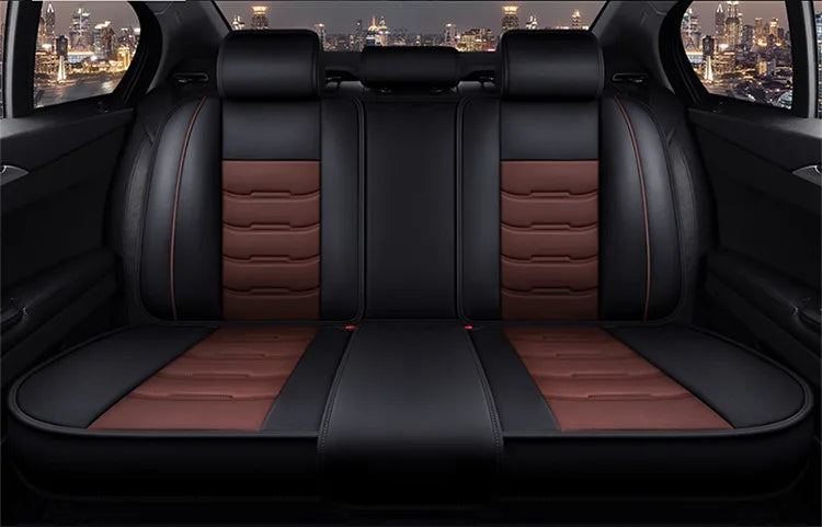 Housse de siège de voiture universelle fendue, entièrement entourée, respirante, confortable, de luxe, en cuir, coussin de siège de voiture, housse de siège complète
