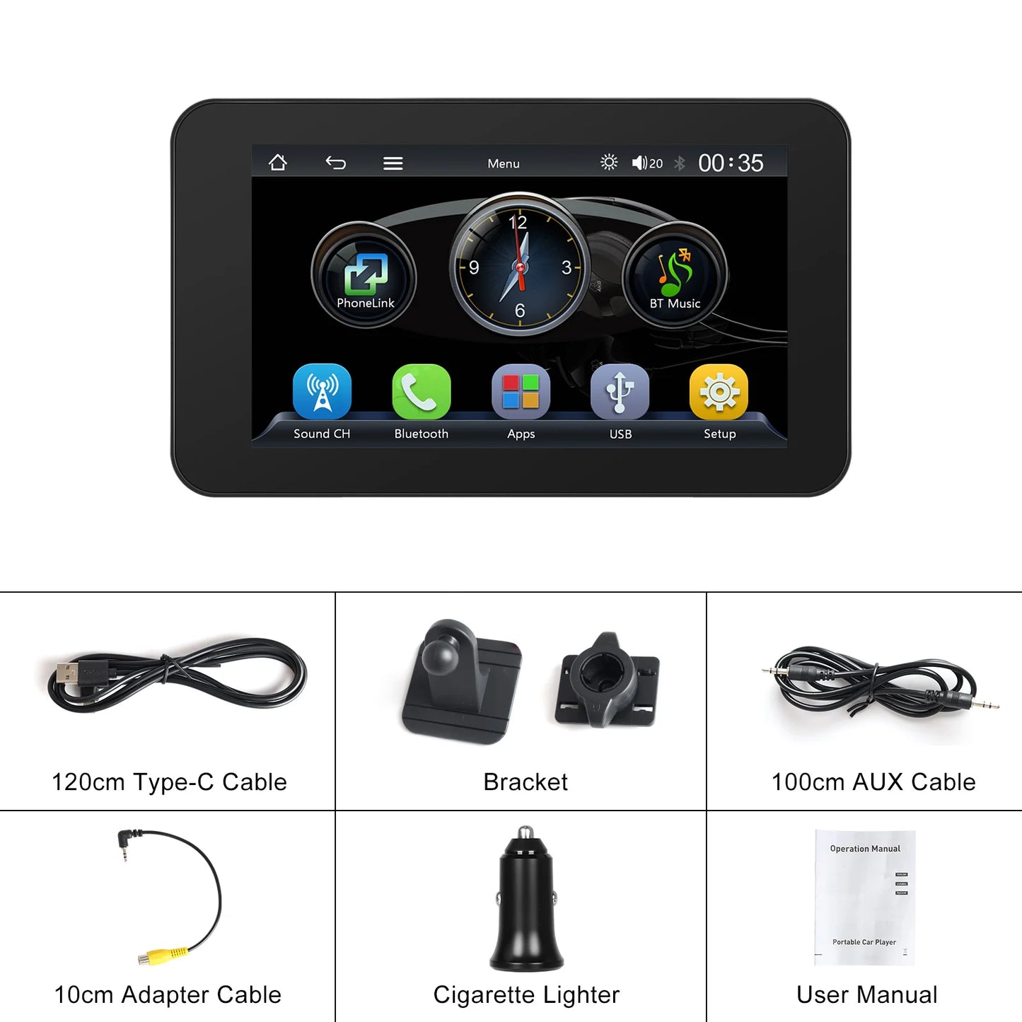 Podofo 4.7 "CarPlay Android lecteur de Navigation automatique Aiplay intégré EQ BT FM haut-parleur Android Cast GPS navigateur voiture lecteur intelligent