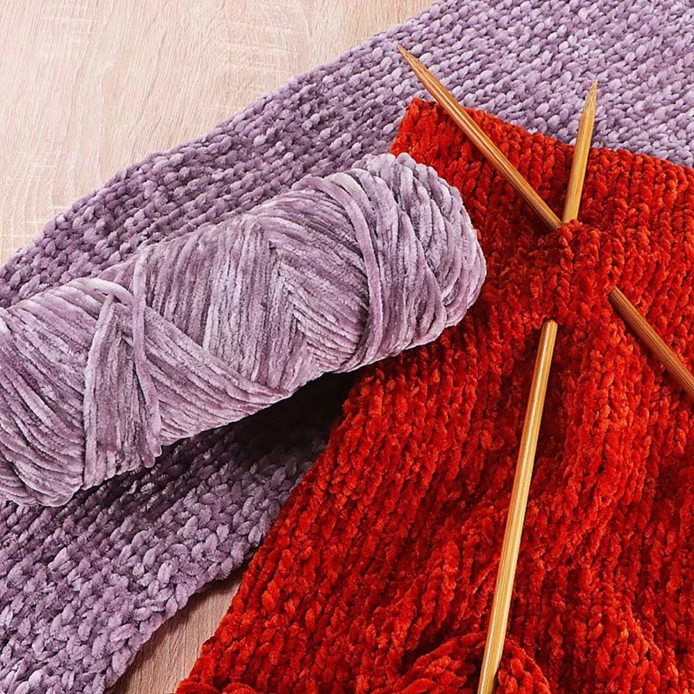 Fil de velours doux en Chenille, mélange de laine tricotée au Crochet, écharpe faite à la main, manteau, couverture et chapeau pour bébé, 95g