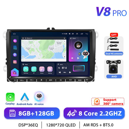 Podofo 7 "9" CarPlay Android autoradio pour Volkswagen VW Golf Passat JETTA Skoda siège voiture système Intelligent 2din GPS autoradio