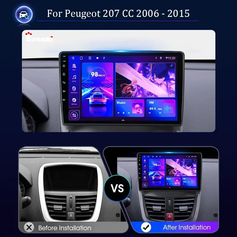 Autoradio Carplay sans fil Android pour Peugeot 207 CC 207CC 2006-2015 lecteur multimédia Navigation 2Din unité principale stéréo Auto
