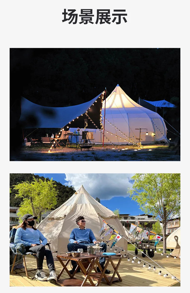 Tente Star Gazer avec logo personnalisé, 4m, 5m, 6m, quatre saisons, camping, blanc, kaki, Oxford, coton, étanche, goutte d'eau pour la fête