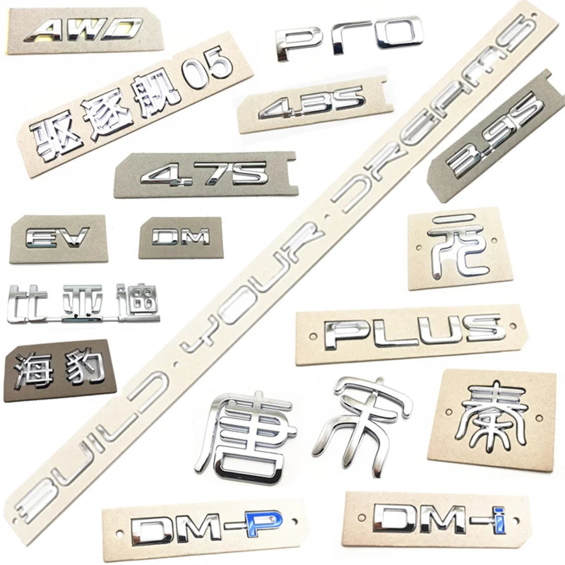 DAJYuan Plus-Autocollants Lettre Étanche, Logo Texte Coffre Arrière, BYD Han Qin Song Dmi Tang, 1Pc