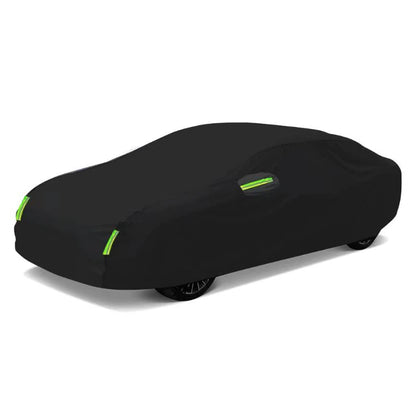 Housse de voiture extérieure complète noire, pare-soleil, Protection anti-poussière avec bandes réfléchissantes universelles pour berline Hatchback SUV