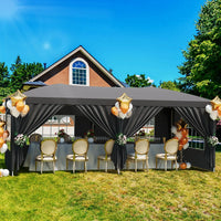 Tente de réception commerciale pliable 10x20, robuste, pour événements extérieurs, avec 6 parois latérales, imperméable, gazebo de fête et sac de transport