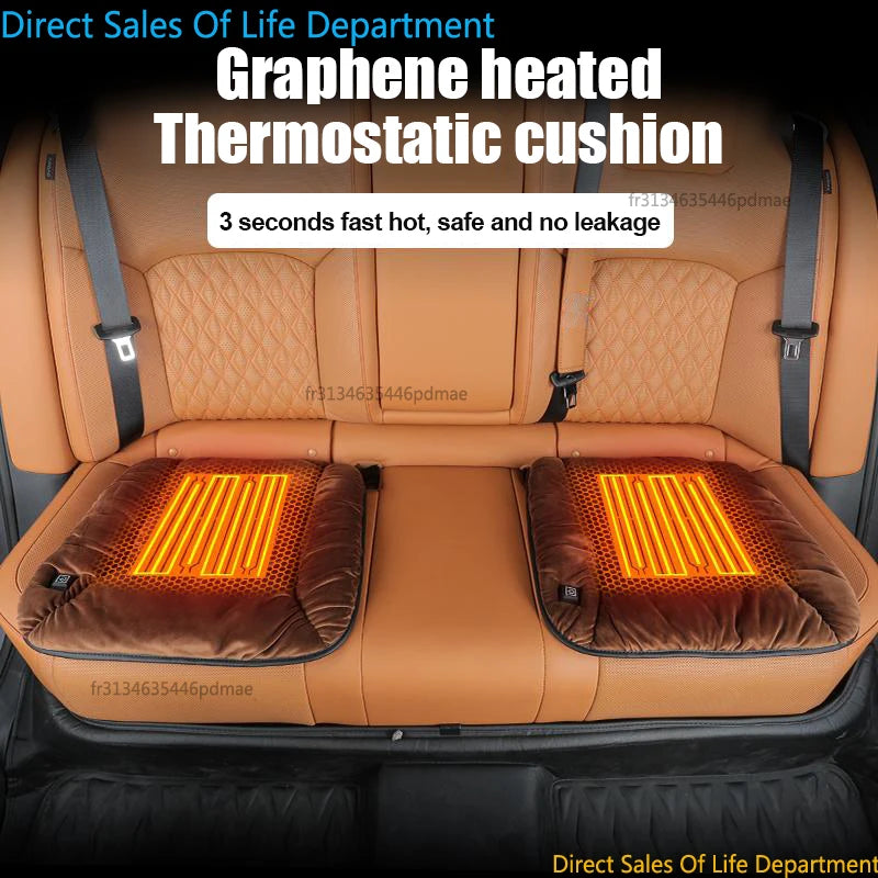 Coussin chauffant de voiture en graphène, coussin de siège en peluche d'hiver, coussin unique électrique USB chaud universel monté sur véhicule 12V, 1 pièce