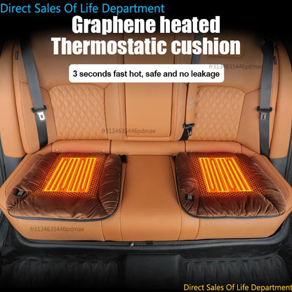 Coussin chauffant de voiture en graphène, coussin de siège en peluche d'hiver, coussin unique électrique USB chaud universel monté sur véhicule 12V, 1 pièce