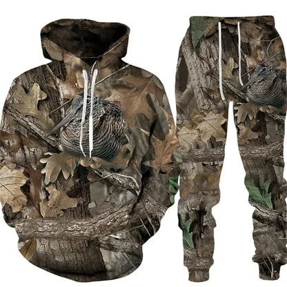 Camouflage plante chasse animale impression 3D sweats à capuche pantalons ensembles hommes sweats pantalons de survêtement deux pièces costumes survêtement hommes vêtements