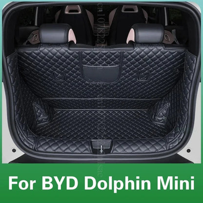 Tapis de coffre de voiture personnalisé en cuir de mouette, couverture complète, doublure de chargement, accessoires d'intérieur imperméables pour BYD Dolphin Mini /surf 2025