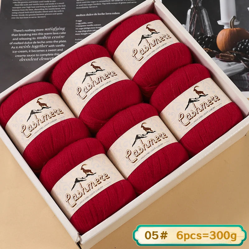 Fil de laine fine pure cachemire 300g, matériel de bricolage tissé à la main, aiguilles à tricoter, pulls chauds, pulls, foulards, boules de fil