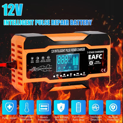 Chargeur de batterie intelligent 12V 24V 12a 10a, Charge rapide pour Batteries de voiture, Charge en 7 étapes, réparation d'impulsions pour GEL AGM humide, plomb acide