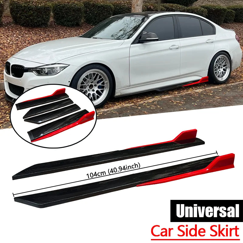 Extensions universelles de jupe latérale de voiture, 41 pouces, rouge et noir, pour Benz BMW Audi Ford VW Nissan Honda Toyota Peugeot Renault Hyundai, 4 pièces