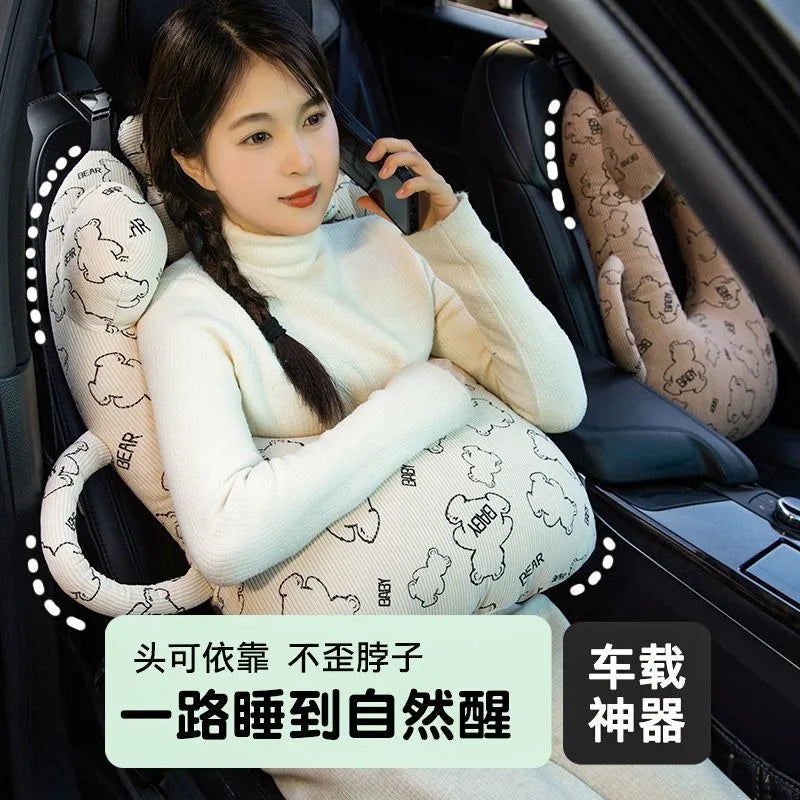 Ceinture de sécurité de voiture pour enfants, dispositif de couchage de voiture haut de gamme, oreiller de siège arrière pour les promenades longue distance, oreiller fixe pour bébé