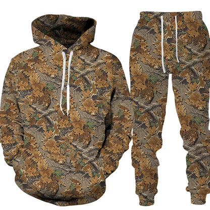 Camouflage plante chasse animale impression 3D sweats à capuche pantalons ensembles hommes sweats pantalons de survêtement deux pièces costumes survêtement hommes vêtements