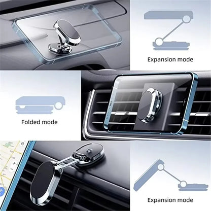 Support de téléphone magnétique pliable pour voiture, support de smartphone magnétique, support GPS, iPhone 15 13 12 11, Samsung Xiaomi